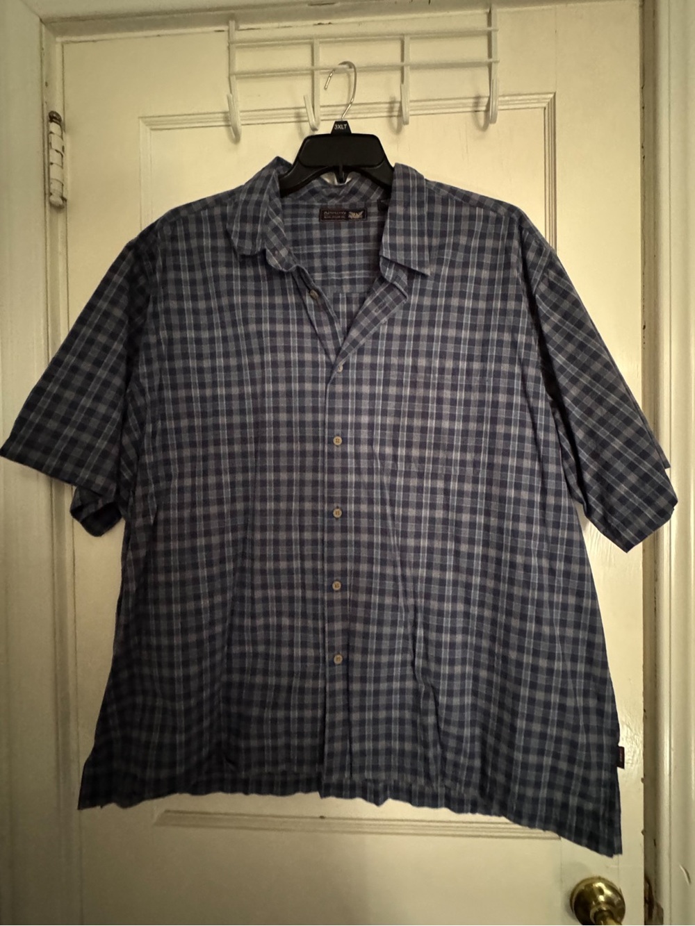 Arrow Blue & Gray Plaid Short Sleeve Button Down Shirt - Men's XXL / 2XL